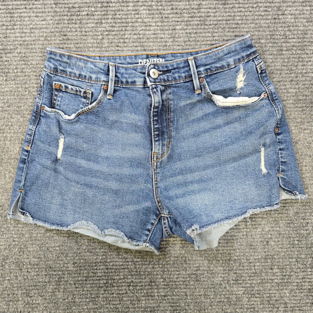 Levi's Denizen Shorts Womens 8 W29 Blue High Rise Distressed Raw Hem